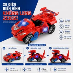 Xe Biến Hình Robot Tự Động Chạy pin có đèn Nhạc ( Pin đi kèm ) 1