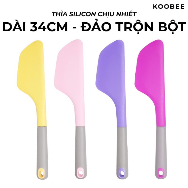 Thìa Silicon Chịu Nhiệt 34cm KOOBEE – Vá Silicon Đa Năng, Thìa Trộn Bột, Phết Kem Bánh, Dụng Cụ Làm Bánh| 326