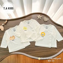 [Combo 5 Áo] Áo Dài Tay Cúc Chéo Sơ Sinh Boonhouse Nền Kem Vải Peptit Mềm Mịn Cho Sơ Sinh 3-9kg 2