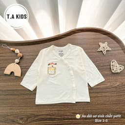 [Combo 5 Áo] Áo Dài Tay Cúc Chéo Sơ Sinh Boonhouse Nền Kem Vải Peptit Mềm Mịn Cho Sơ Sinh 3-9kg 5