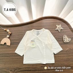 [Combo 5 Áo] Áo Dài Tay Cúc Chéo Sơ Sinh Boonhouse Nền Kem Vải Peptit Mềm Mịn Cho Sơ Sinh 3-9kg 6