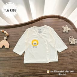 [Combo 5 Áo] Áo Dài Tay Cúc Chéo Sơ Sinh Boonhouse Nền Kem Vải Peptit Mềm Mịn Cho Sơ Sinh 3-9kg 9