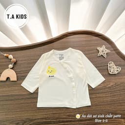 [Combo 5 Áo] Áo Dài Tay Cúc Chéo Sơ Sinh Boonhouse Nền Kem Vải Peptit Mềm Mịn Cho Sơ Sinh 3-9kg 8