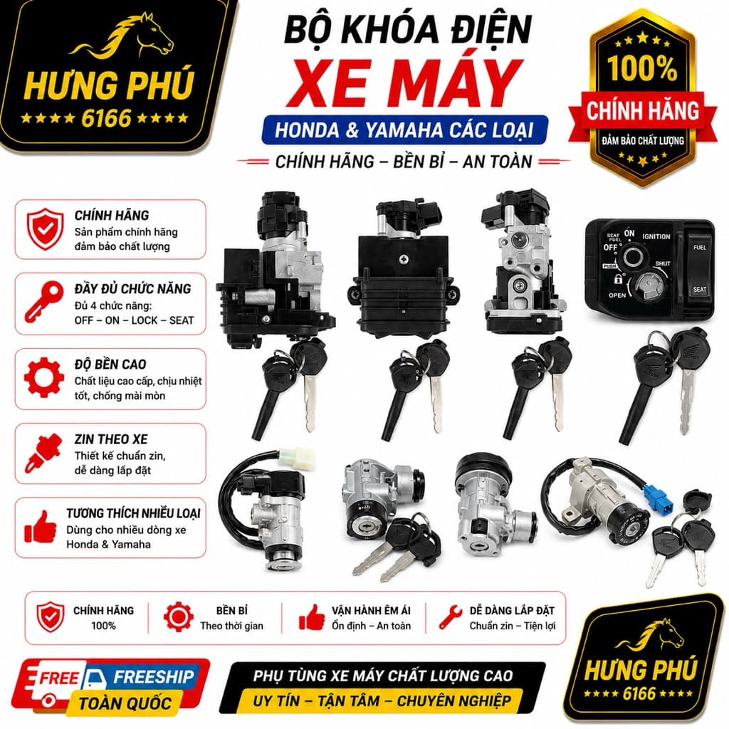 Bộ ổ khoá điện xe máy honda/yamaha đủ các mã xe