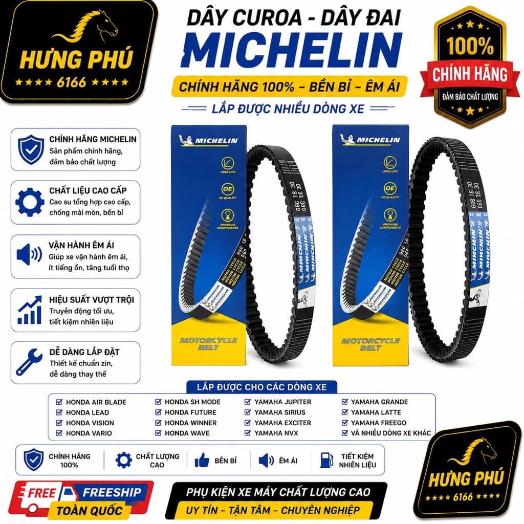 Dây curoa MICHELIN. dây đai chuyển động dành cho xe tay ga