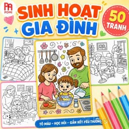 Trang tô màu sinh hoạt gia đình nhiều mẫu, mẫu ngẫu nhiên - Tranh tô màu dành cho trẻ em mẫu giáo - Đồ chơi POMI 1