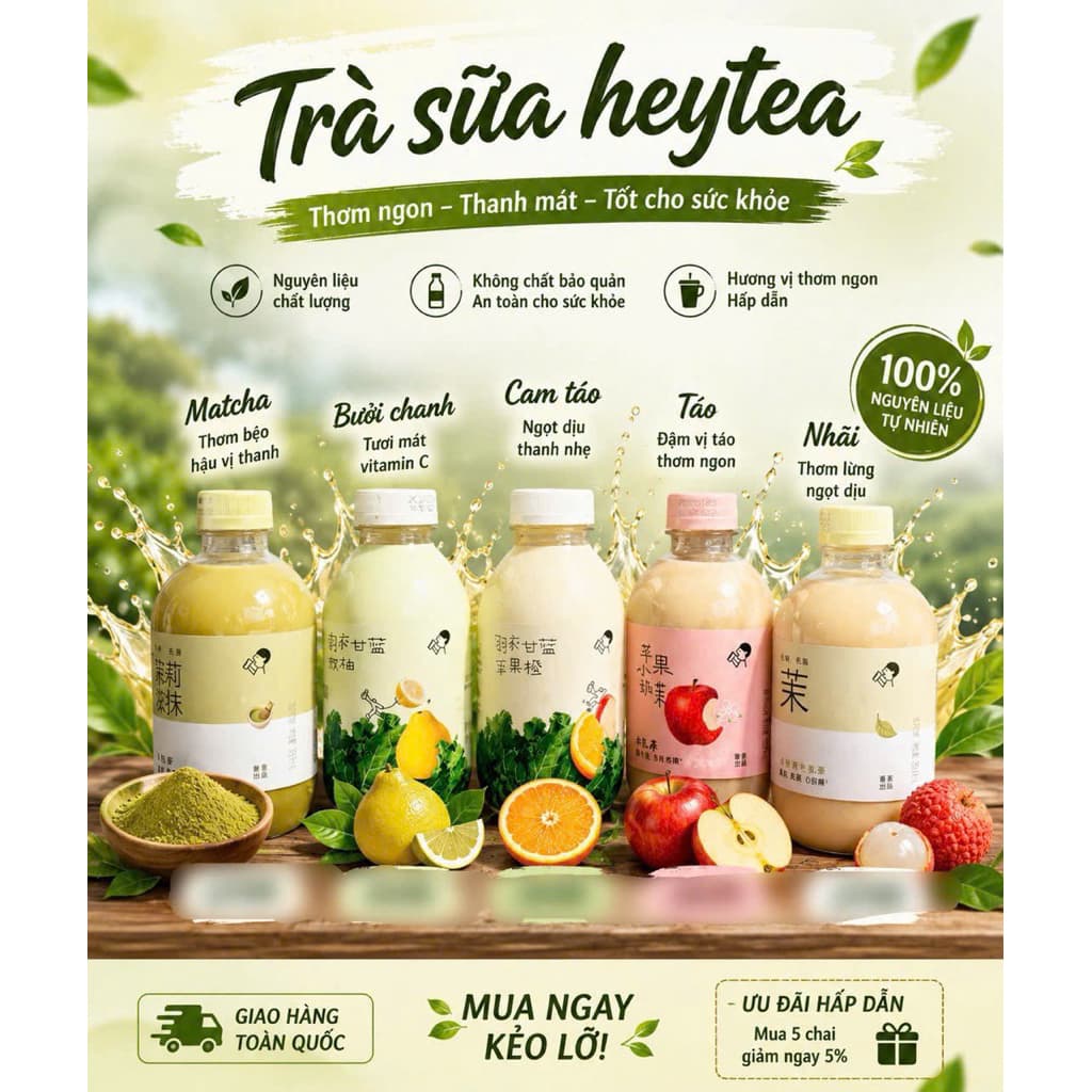 Trà sữa Heytea Hot hit Healthy ngọt thanh không béo
