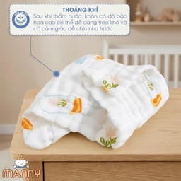 Khăn Tắm Xô Nhăn 6 Lớp Manny Cho Bé Sơ Sinh Vải Xô Mềm Mịn An Toàn Cho Bé Kích Thước 1mx1m1 6