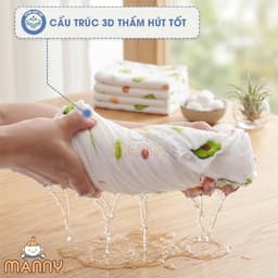 Khăn Tắm Xô Nhăn 6 Lớp Manny Cho Bé Sơ Sinh Vải Xô Mềm Mịn An Toàn Cho Bé Kích Thước 1mx1m1 5