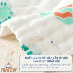 Khăn Tắm Xô Nhăn 6 Lớp Manny Cho Bé Sơ Sinh Vải Xô Mềm Mịn An Toàn Cho Bé Kích Thước 1mx1m1 3