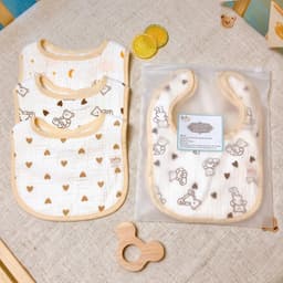 Set 3 Yếm Chữ Nhật Muslin Organic Zeloo 6 Lớp Cao Cấp Cho Bé - Yếm Ăn Dặm Siêu Thấm Hút 3