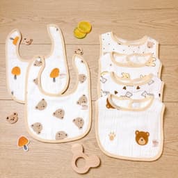 Set 3 Yếm Chữ Nhật Muslin Organic Zeloo 6 Lớp Cao Cấp Cho Bé - Yếm Ăn Dặm Siêu Thấm Hút 5
