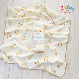 Khăn Tắm Muslin Organic Zeloo Cao Cấp 90x90cm - Khăn Xô Đa Năng Siêu Mềm Mịn Thấm Hút Cho Bé 4