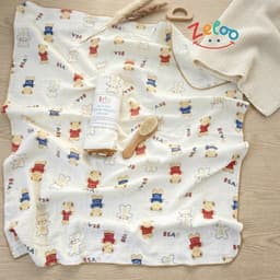 Khăn Tắm Muslin Organic Zeloo Cao Cấp 90x90cm - Khăn Xô Đa Năng Siêu Mềm Mịn Thấm Hút Cho Bé 3