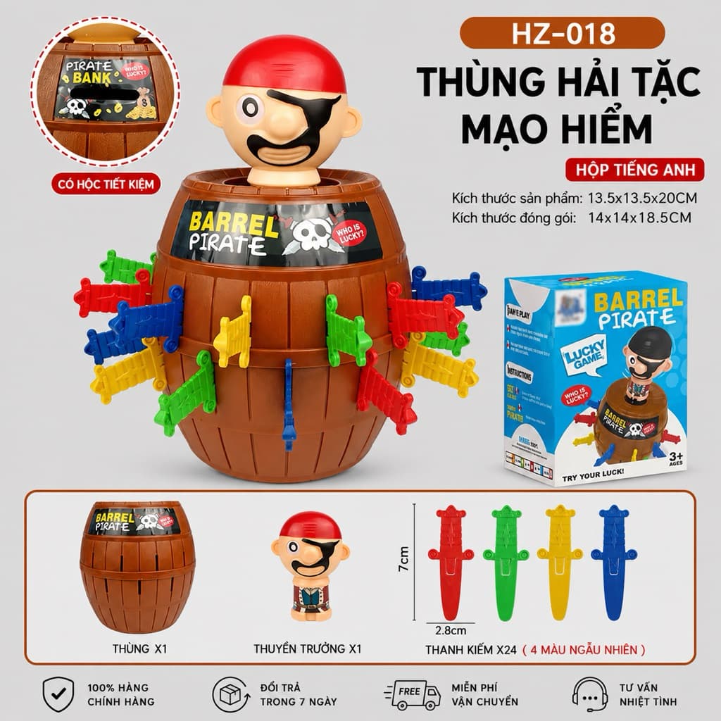 🎯 HOT TREND – THÙNG HẢI TẶC MAY MẮN 🎯  💥 Chỉ cần cắm kiếm – hồi hộp chờ đợi – BÙM! Hải tặc bật lên cực vui