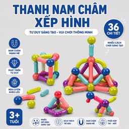 Bộ xếp hình nam châm magnetic blocks . Đồ chơi giáo dục phát triển tư duy cho bé 3+ 3