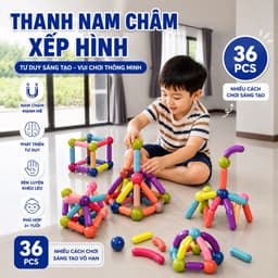 Bộ xếp hình nam châm magnetic blocks . Đồ chơi giáo dục phát triển tư duy cho bé 3+ 2