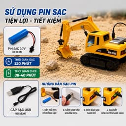 Xe xúc điều khiển từ xa 1:16 pin sạc tiện lợi 6