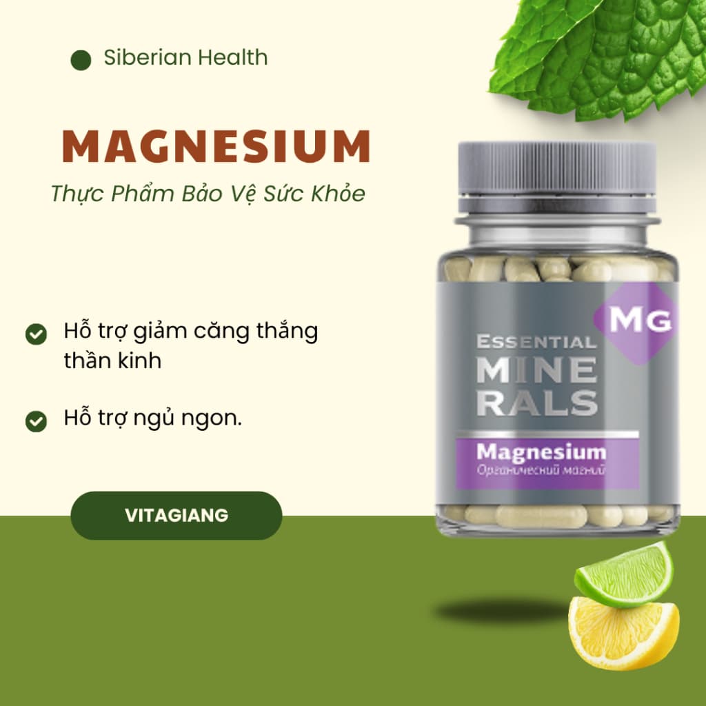 [ Bổ sung Magie hỗ trợ ngủ ] Thực phẩm bảo vệ sức khỏe Essential Minerals Magnesium – 60 viên/lọ
