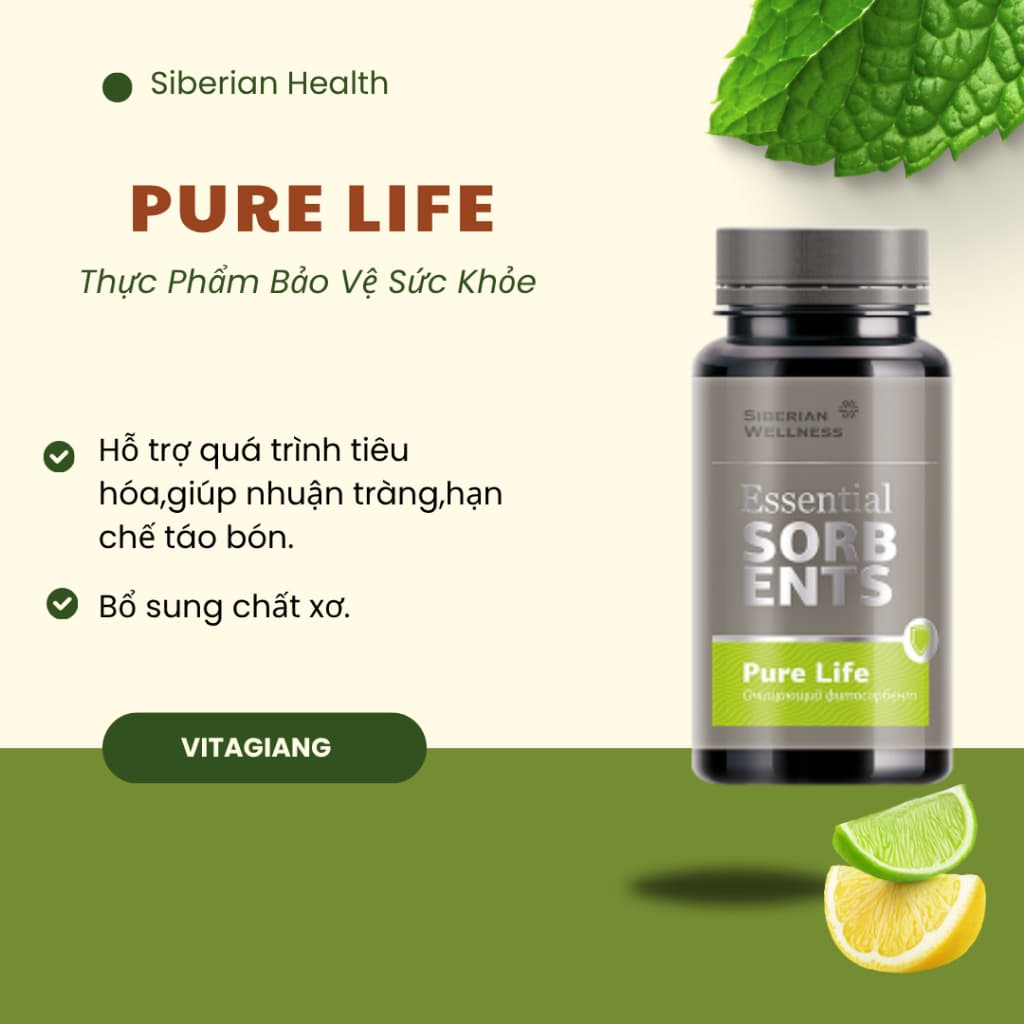 [Hỗ trợ tiêu hóa] Pure Life Siberi - Thực phẩm bảo vệ sức khỏe Essential Sorbents Pure Life – 80 g