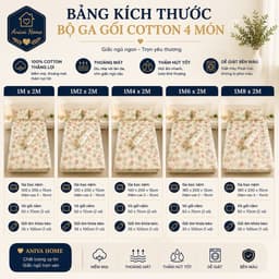 Bộ Ga Gối Cotton Thắng Lợi Aniva Home 4 Món Size 1m - 1m8 Ga Bọc Nệm Mềm Mại, Thoáng Mát, Thấm Hút Tốt 4