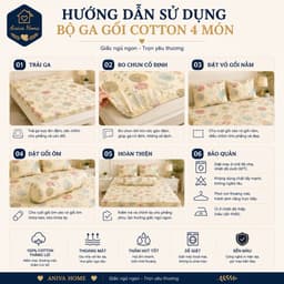 Bộ Ga Gối Cotton Thắng Lợi Aniva Home 4 Món Size 1m - 1m8 Ga Bọc Nệm Mềm Mại, Thoáng Mát, Thấm Hút Tốt 6