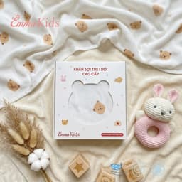 Hộp Khăn Tắm Sợi Tre Lưới Cao Cấp Emmakids, Dệt Từ Bông Tre Mềm Mại, Thấm Hút Si100x100cm 2