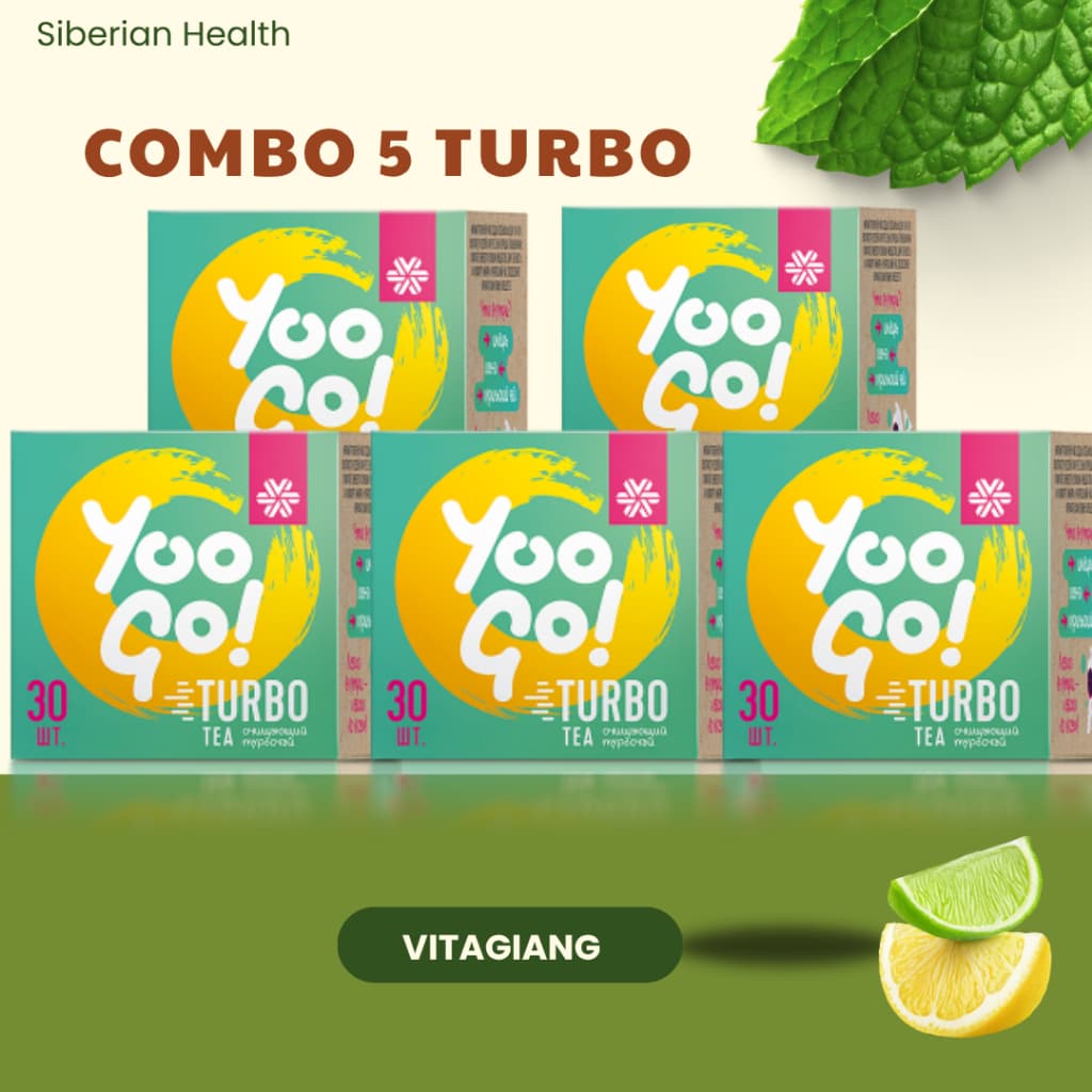 [Combo 5] Hộp Trà thảo mộc YooGo Turbo Hỗ trợ táo bón , Hộp 30 gói