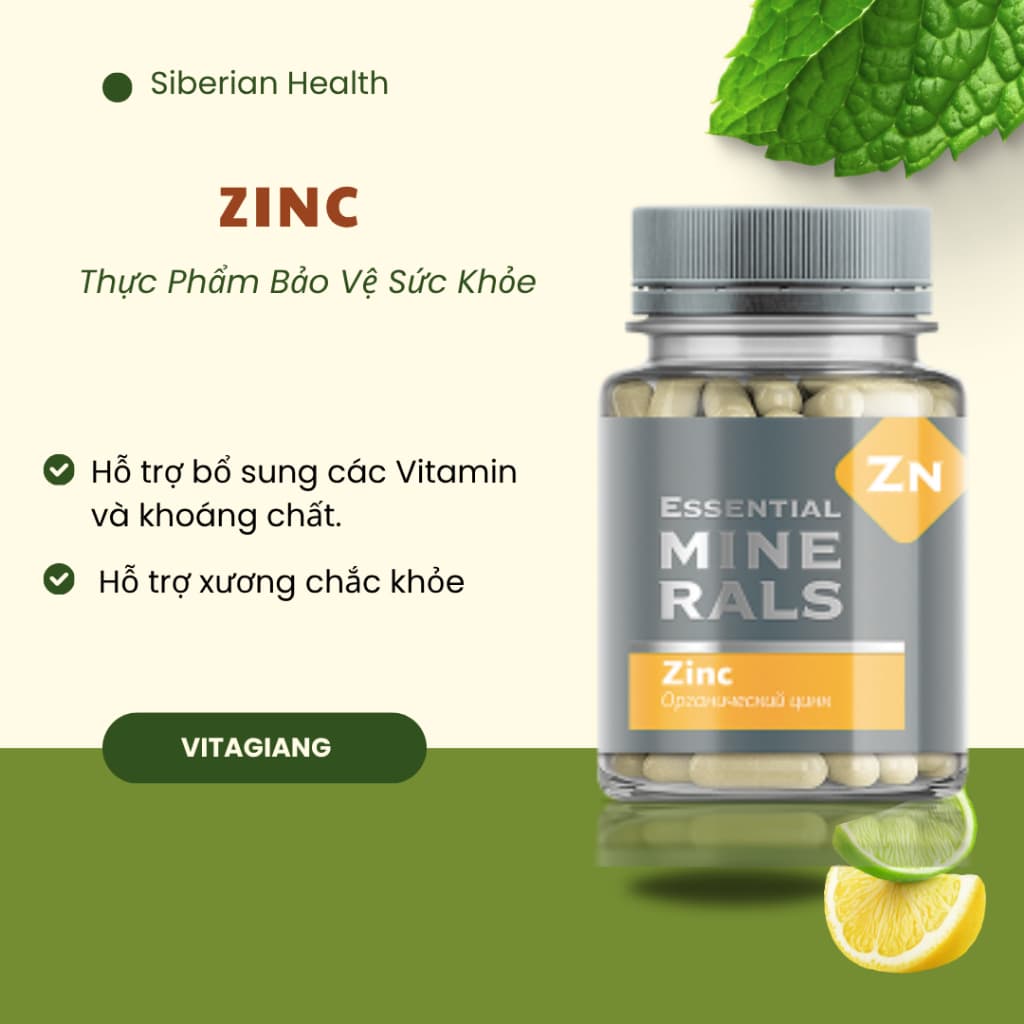 Thực phẩm bảo vệ sức khỏe Essential Minerals Zinc Siberian – 60 viên