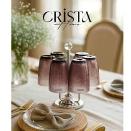 Bộ 6 cốc thủy tinh CRISTA vân lưới dập nổi 420ml – Mix 6 màu cao cấp .Set 6 ly thủy tinh CRISTA 420ml vân lưới dập nổi 4