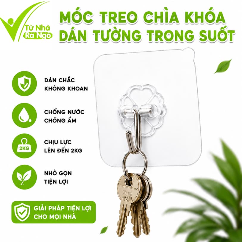 Miếng Dán Dính Tường Có Móc Treo Thần Thánh GD100 - Móc Dán Dính Tường Trong Suốt Nhỏ Gọn Tiện Lợi
