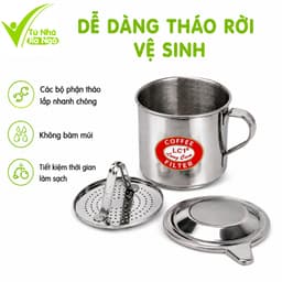 Bộ Phin Pha Cafe Inox Lưới Vặn Nén Đều Cafe GD242 - Phin Cà Phê Lưới Cài Có Nắp Đậy Inox Chống Gỉ 5
