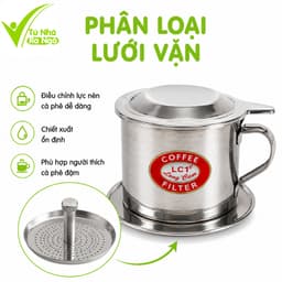 Bộ Phin Pha Cafe Inox Lưới Vặn Nén Đều Cafe GD242 - Phin Cà Phê Lưới Cài Có Nắp Đậy Inox Chống Gỉ 8