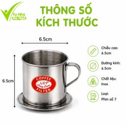 Bộ Phin Pha Cafe Inox Lưới Vặn Nén Đều Cafe GD242 - Phin Cà Phê Lưới Cài Có Nắp Đậy Inox Chống Gỉ 6