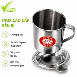 Bộ Phin Pha Cafe Inox Lưới Vặn Nén Đều Cafe GD242 - Phin Cà Phê Lưới Cài Có Nắp Đậy Inox Chống Gỉ 7