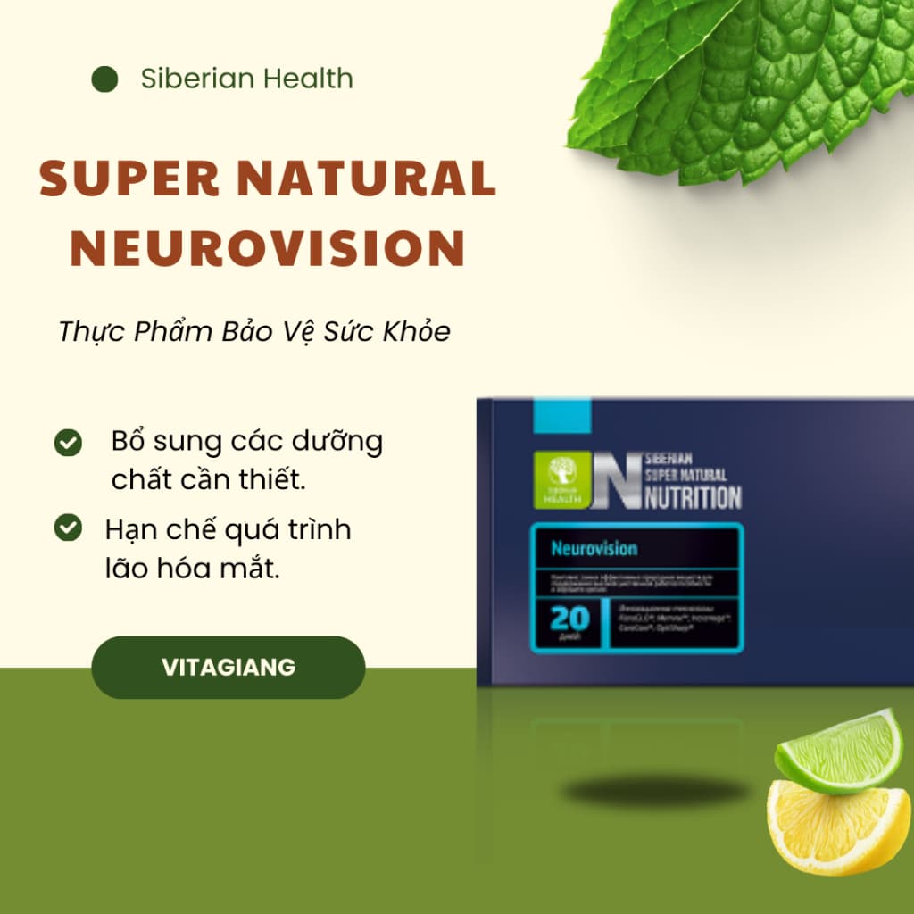 Siberian Super Natural Nutrition. Neurovision - Hỗ trợ mắt, tăng thị lực, bổ não, chống lão hóa mắt
