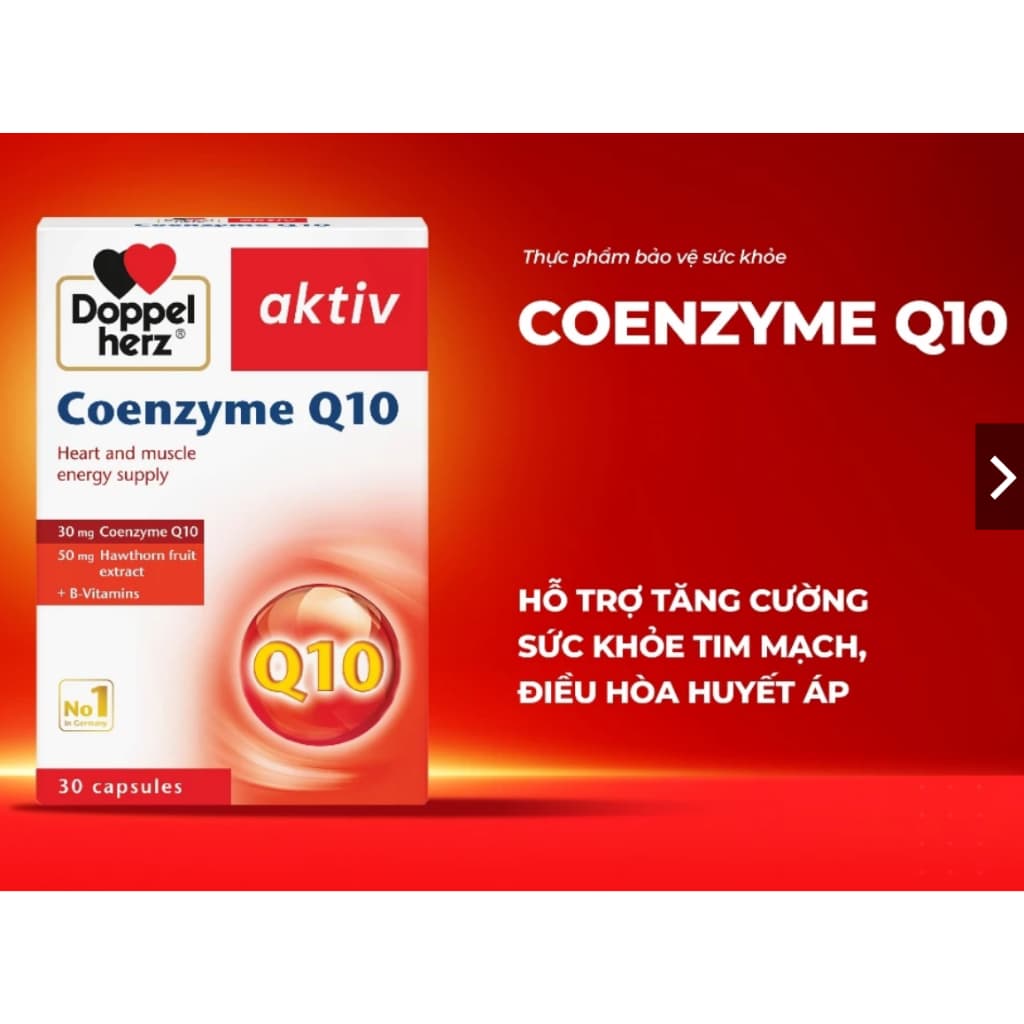 Coenzyme Q10 Doppelherz (Hộp 30 viên) Viên uống hỗ trợ bổ tim mạch, điều hòa huyết áp< BUN BUN SHOP !