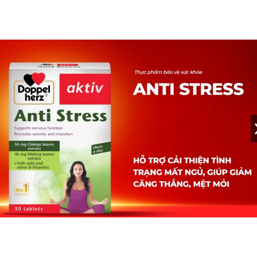 Anti Stress Doppelherz  (Hộp 30 viên) Viên uống giảm stress,hỗ trợ ngủ ngon, giảm căng thẳng, mệt mỏi> BUNBUN SHOP