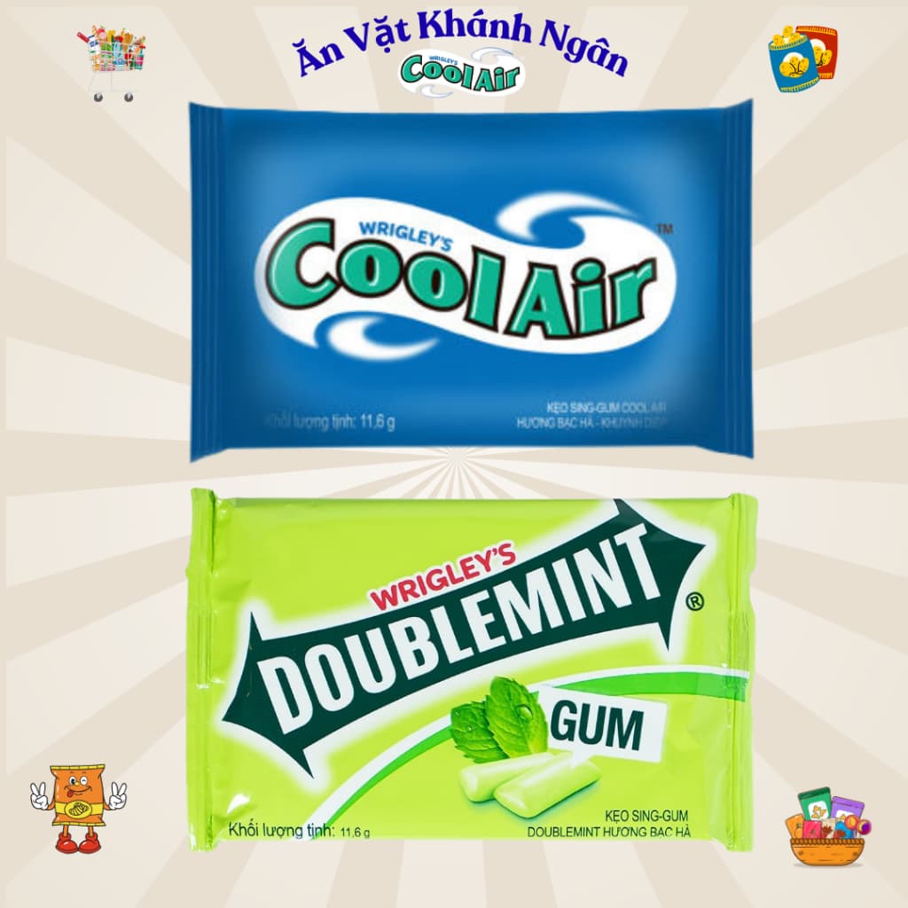 Combo Vỉ Kẹo Sing Gum Cool Air - Doublemint 11,6g - HÀNG CHÍNH HÃNG