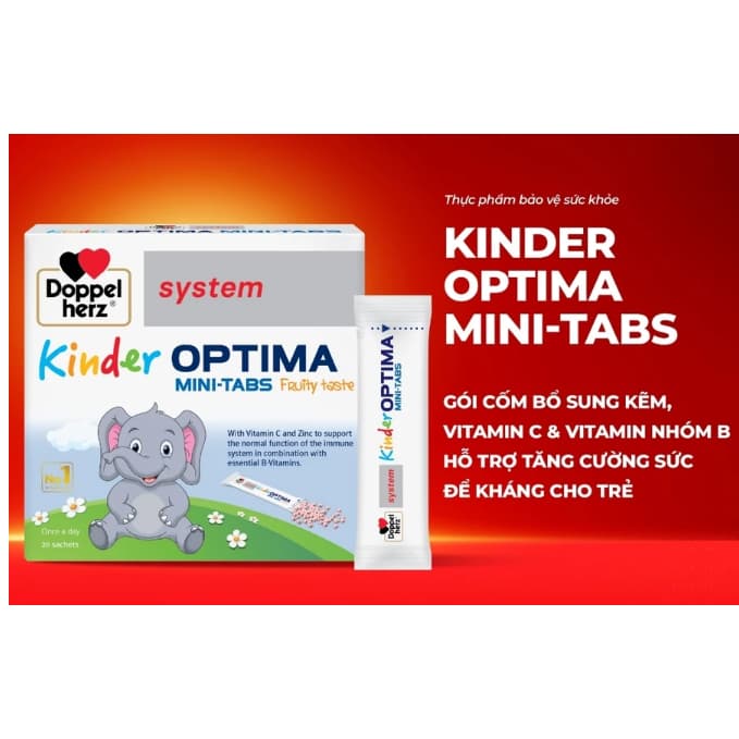 Doppelherz Kinder Optima Mini-Tabs. (Hộp 20 gói) Cốm vitamin cho trẻ em,hỗ trợ tăng cường sức đề kháng<BUNBUN SHOP