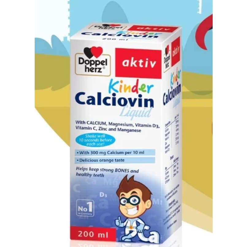 Doppelherz Kinder Calciovin (Chai 200ml) Bổ sung canxi, magie và các vitamin hỗ trợ xương, răng<BUN BUN SHOP !