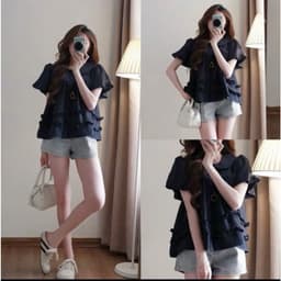 Ado babydoll cổ sen tay bồng phối bèo bigsize 45-90kg (1554) chất liệu lụa hàn mịn mát xinh xắn 5