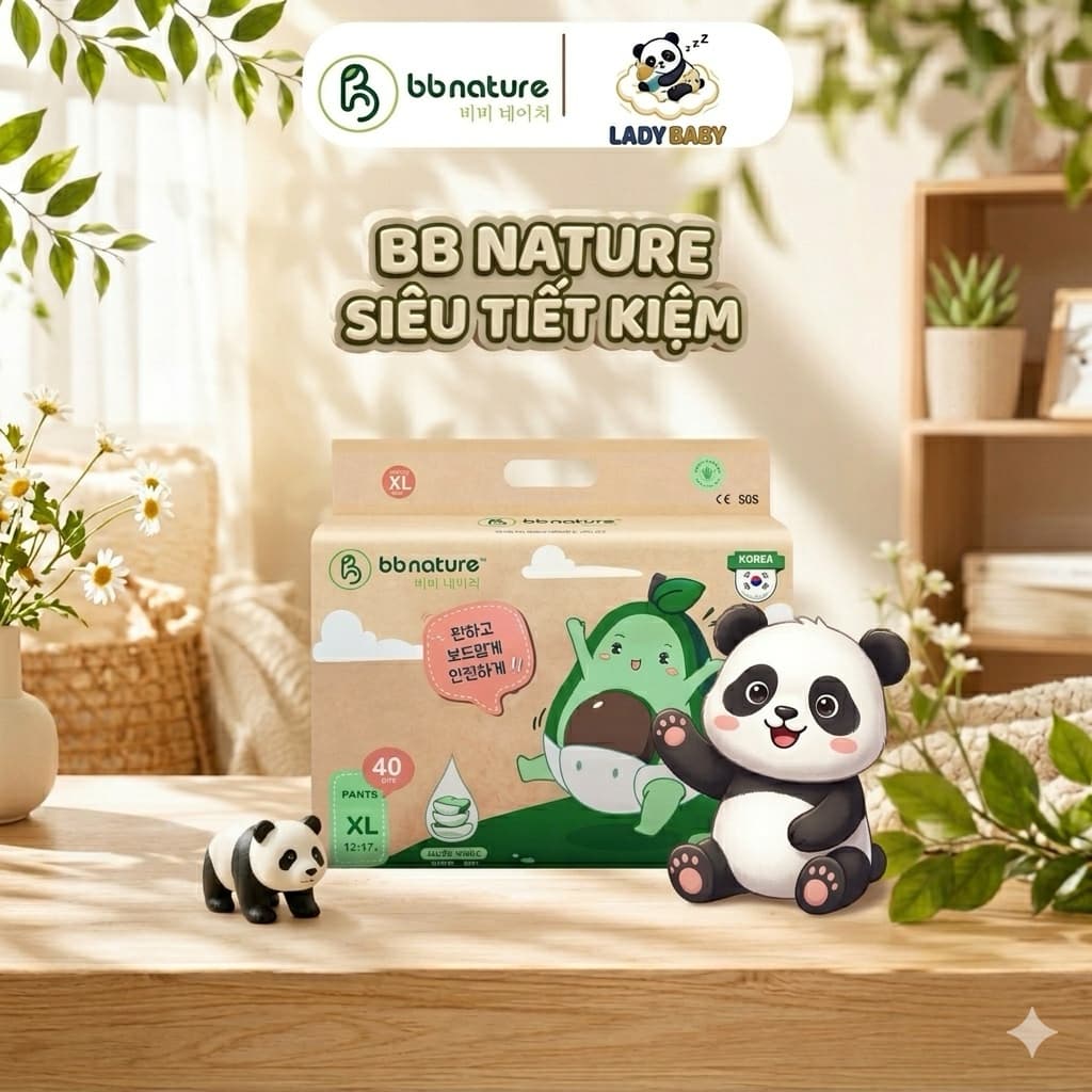 Tã bỉm quần dán BB NATURE HÀN QUỐC mềm mại, mỏng nhẹ, an toàn đủ size cho bé NB - 24KG