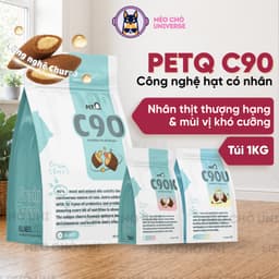 Thức ăn hạt cho mèo PetQ C90/C90U/C90K - 1KG 90% từ thịt, hạt có nhân bên trong - Méo Chò Uni 1