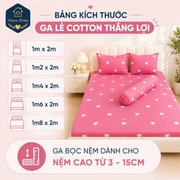 Ga Lẻ Cotton Thắng Lợi g Home - Ga Trải Giường Bo Chun 4 Góc, Mềm Mại, Thoáng Khí, Nệm 1m - 1m8 4