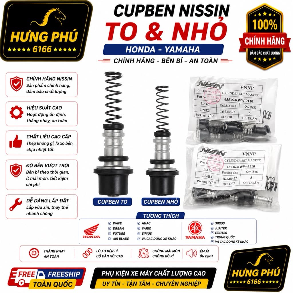 Cúp ben nisin (ty cup ben) tay phanh dầu