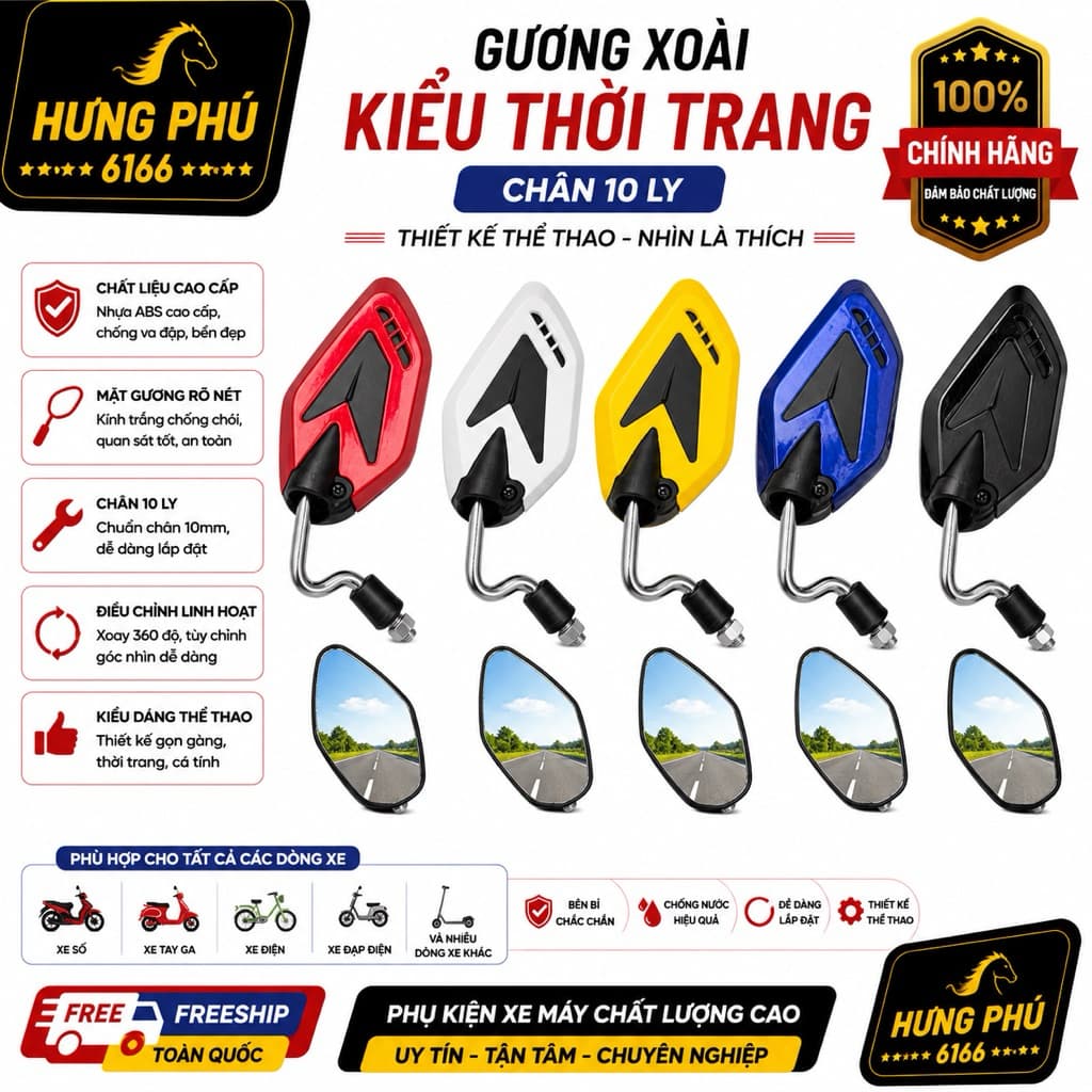gương kính chiếu hậu kiểu xoài .mạ kẽm chống gỉ (10ly)
