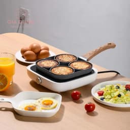 Chảo men chống dính 4 ngăn cán gỗ chiên trứng rán thịt đa năng 2