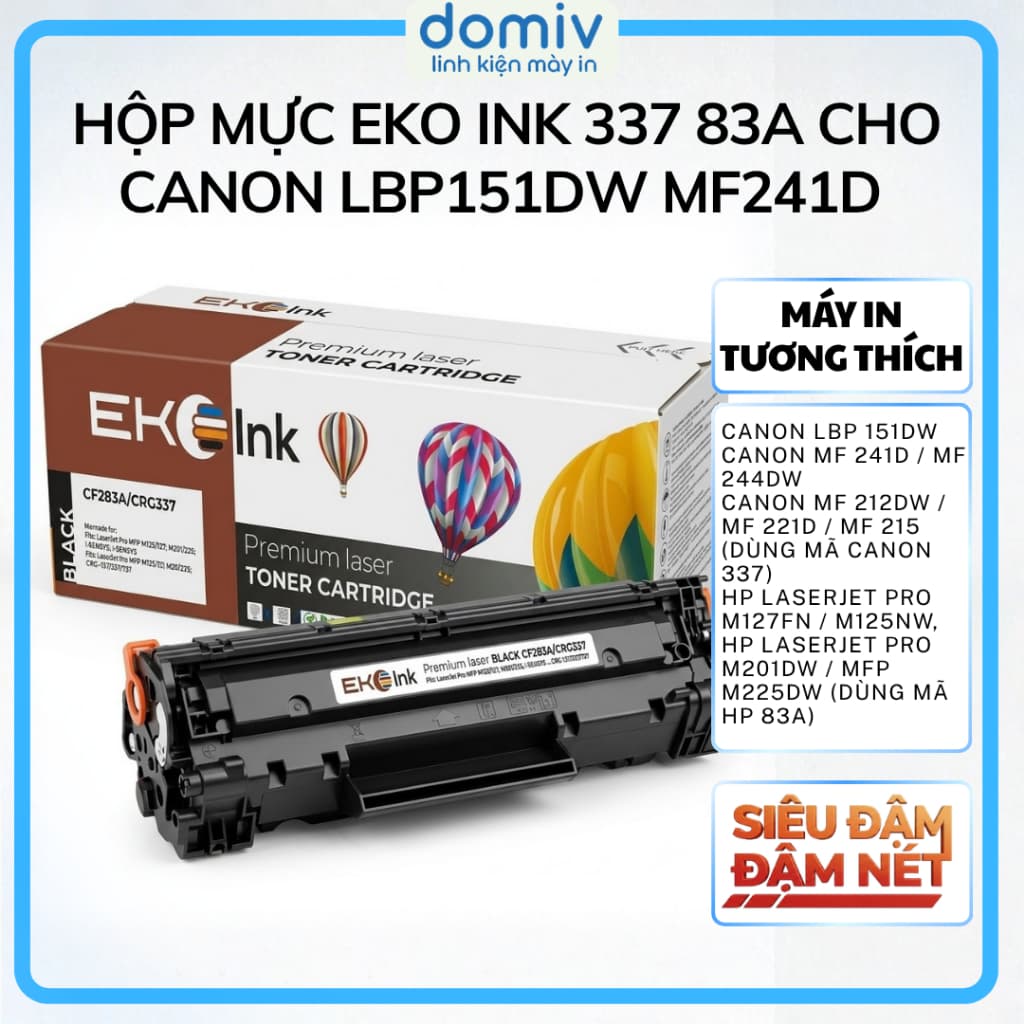Hộp Mực Eko Ink 337 83A Cho Canon LBP151DW MF241D MF244DW MF212DW MF215 MF221D In Đậm Nét MIVDO