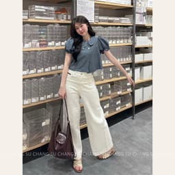 [Peinn] Áo Sơ Mi Cổ Sen Tay Bồng Chun Cúc Ngọc Dáng Croptop MA8670 KENCO Thời Trang Nữ 7